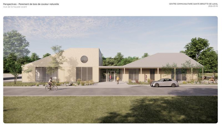 Vue sur la façade avant, à partir de la rue de la Patinoire